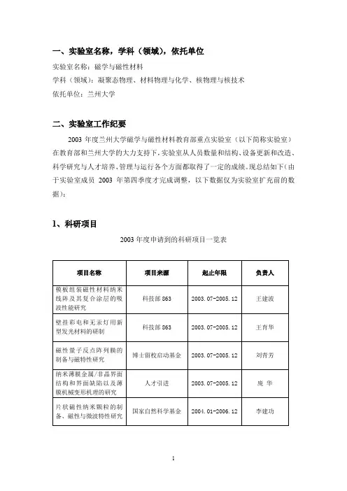 一、实验室名称,学科(领域),依托单位