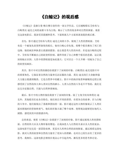 《白鲸记》的观后感