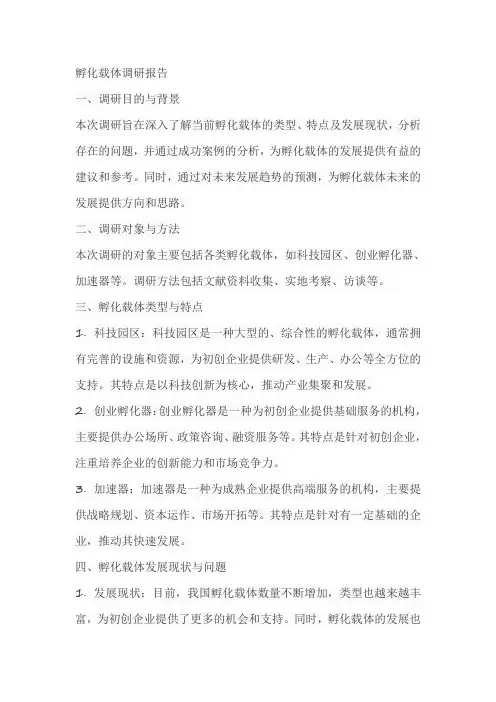 孵化载体调研报告标题