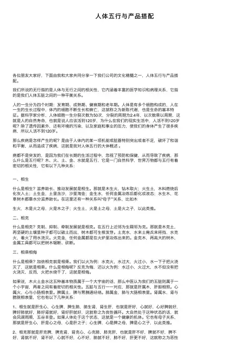 人体五行与产品搭配
