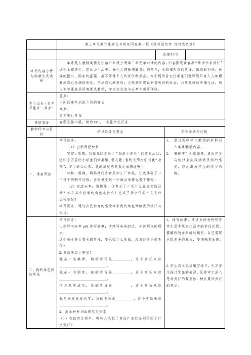 人教2011版道德与法治八年级上册《勇担社会责任 第六课 责任与角色同在 我对谁负责 谁对我负责》_2