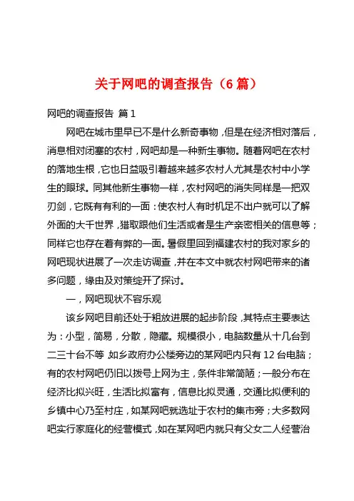 关于网吧的调查报告(6篇)