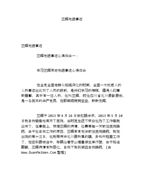 兰辉先进事迹