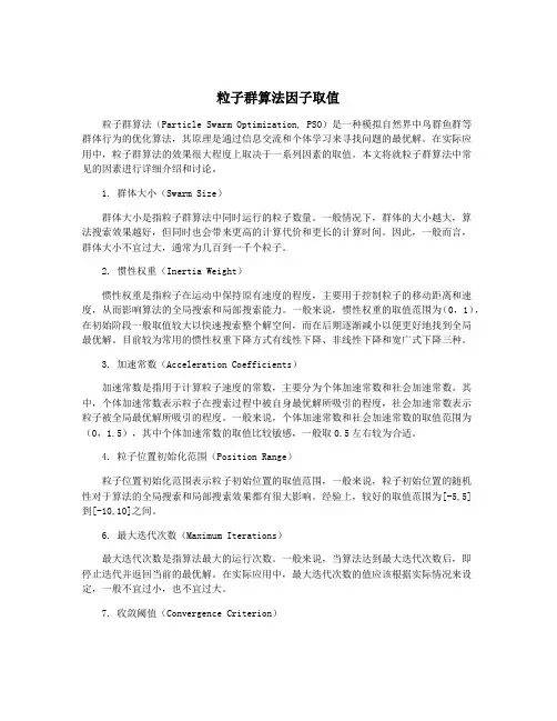 粒子群算法因子取值