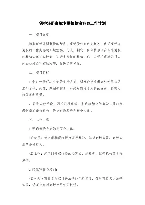 保护注册商标专用权整治方案工作计划
