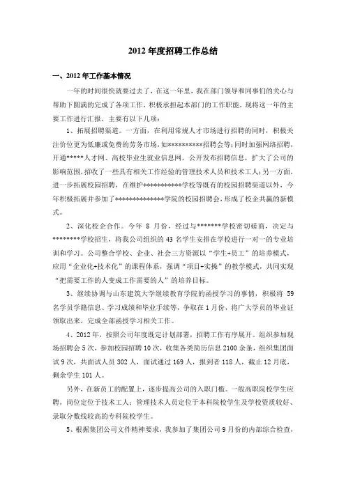 2012年度招聘工作总结(实用型)