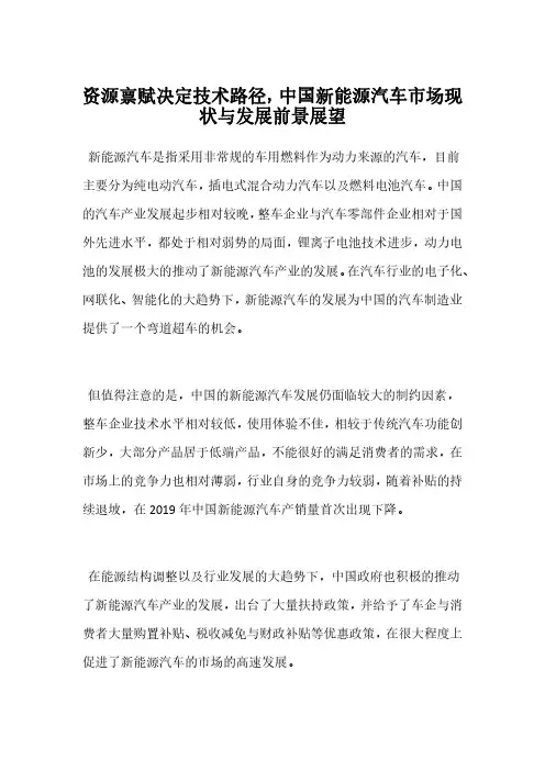 资源禀赋决定技术路径,中国新能源汽车市场现状与发展前景展望