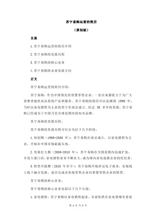 苏宁易购运营的简历
