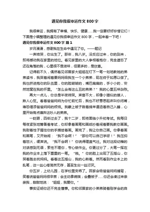 遇见你我很幸运作文800字（通用7篇）