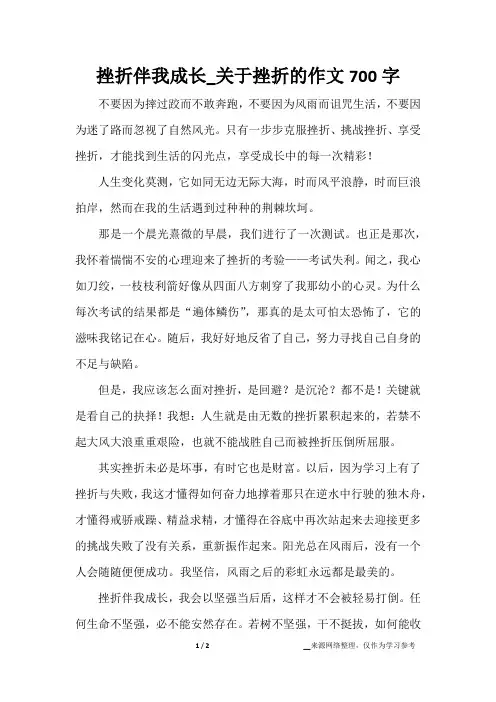 挫折伴我成长_关于挫折的作文700字