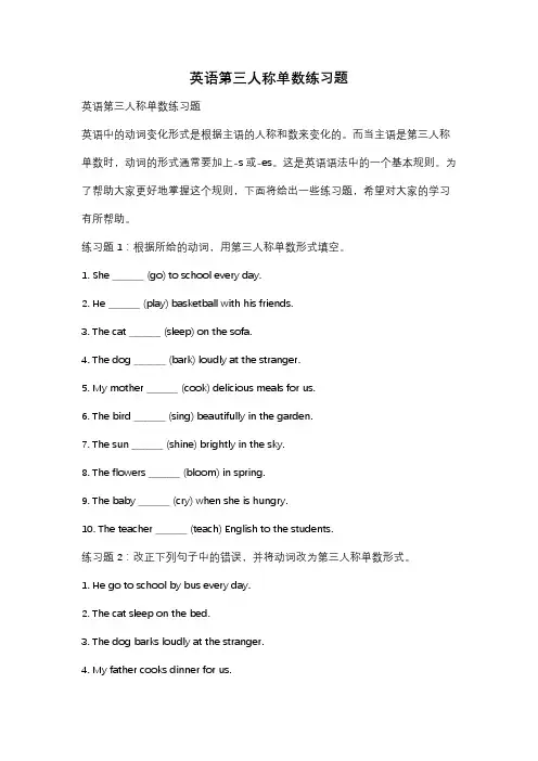 英语第三人称单数练习题