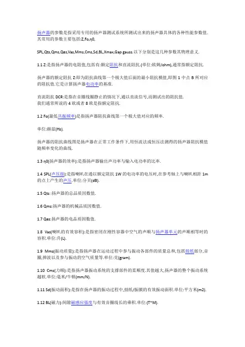 扬声器各参数