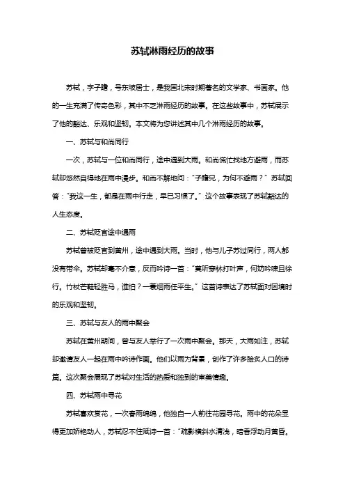 苏轼淋雨经历的故事