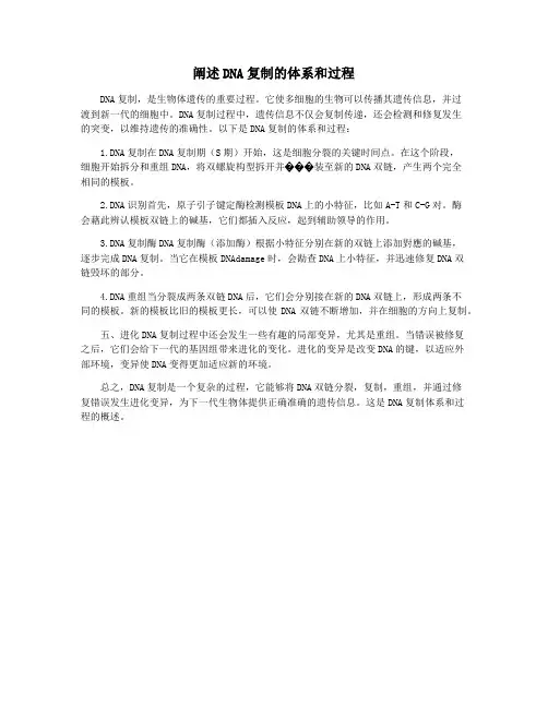 阐述DNA复制的体系和过程