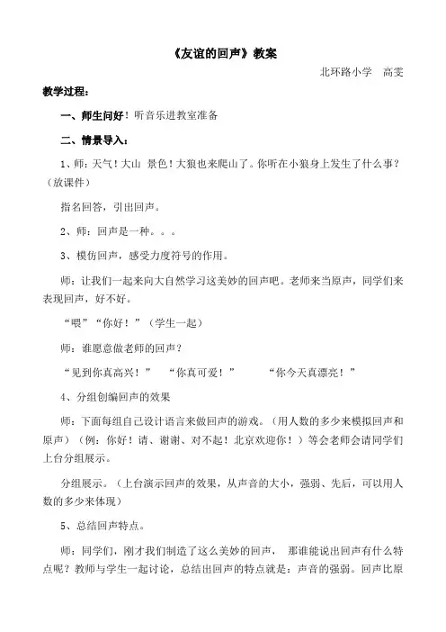 《友谊的回声》教案