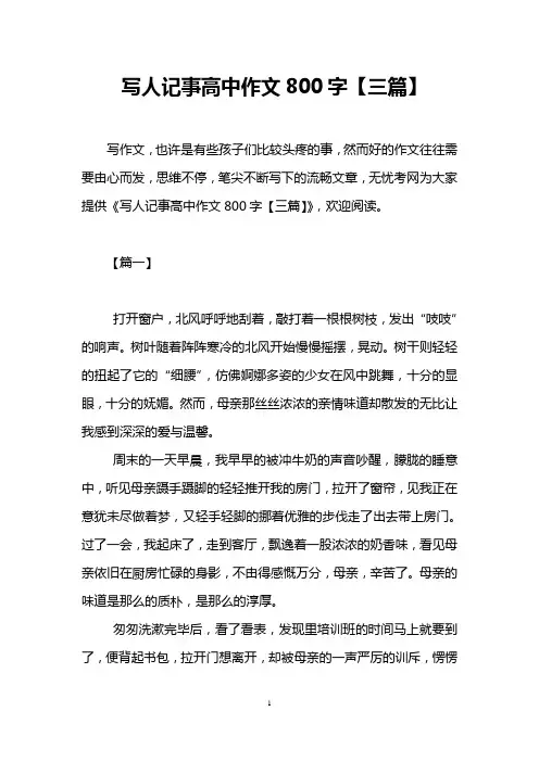 写人记事高中作文800字【三篇】