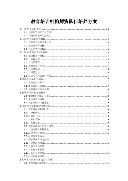 教育培训机构师资队伍培养方案