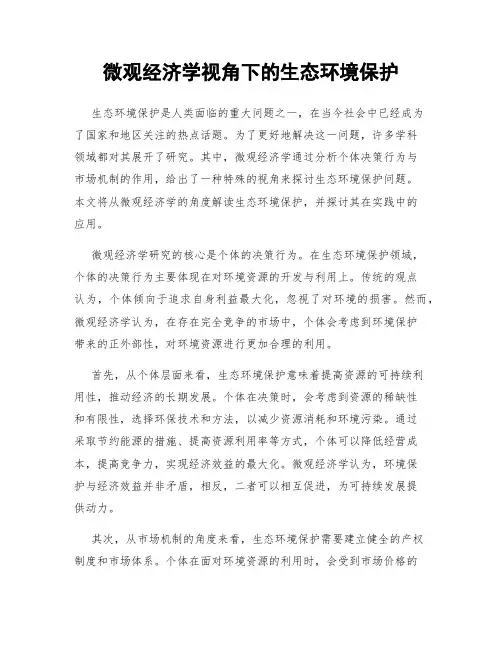 微观经济学视角下的生态环境保护