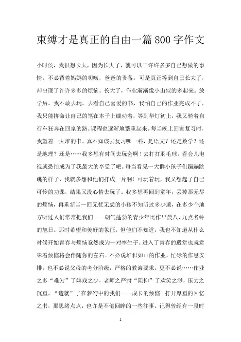束缚才是真正的自由一篇800字作文