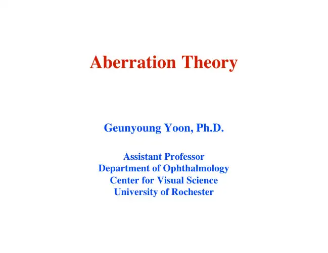 经典教材---几何光学像差理论---Aberration_Theory
