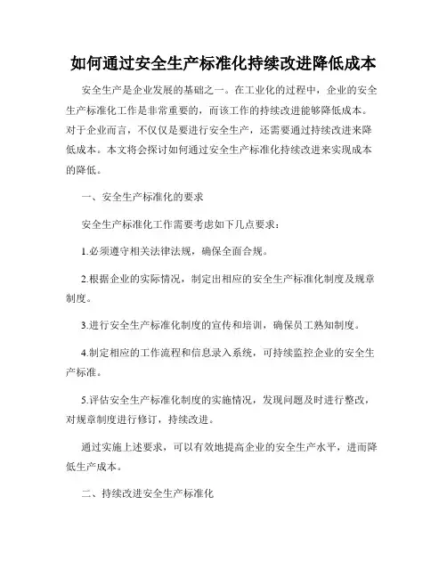 如何通过安全生产标准化持续改进降低成本