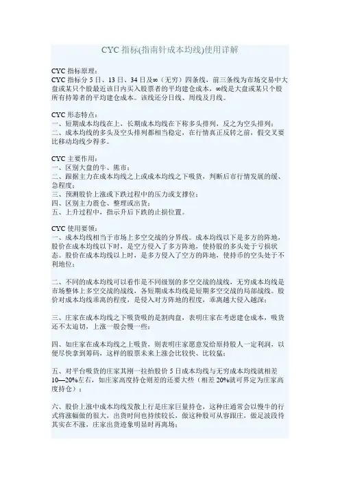 CYC指标(指南针成本均线)使用详解