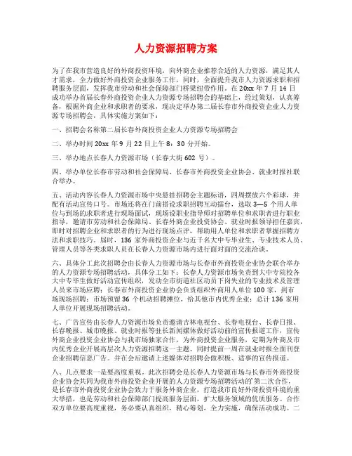 人力资源招聘方案