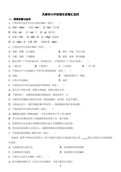 天津市小升初语文试卷汇总四(含答案)