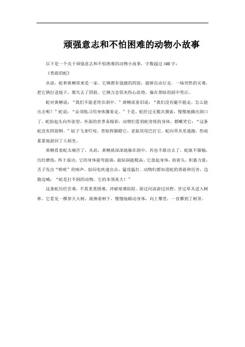 顽强意志和不怕困难的动物小故事