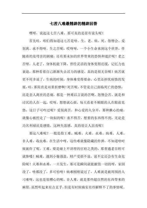 七苦八难最精辟的精辟回答