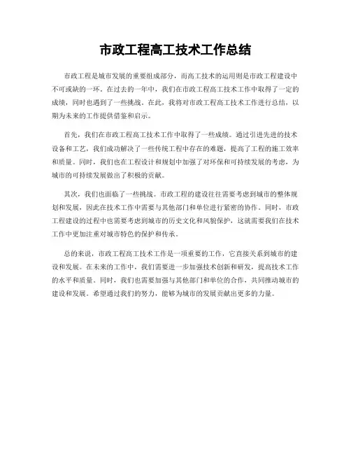 市政工程高工技术工作总结