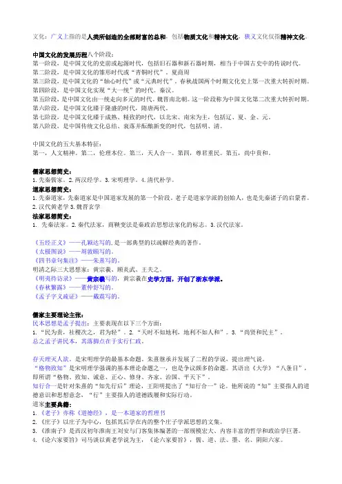 文化导论 总复习