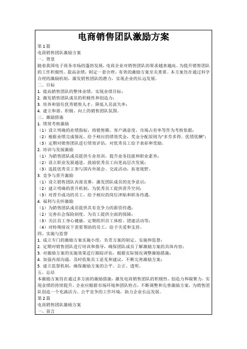 电商销售团队激励方案