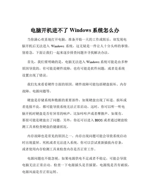 电脑开机进不了Windows系统怎么办
