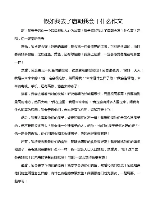 假如我去了唐朝我会干什么作文