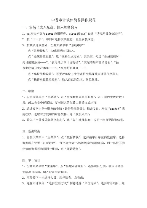 中普审计软件简易操作规范v0.1未完成版