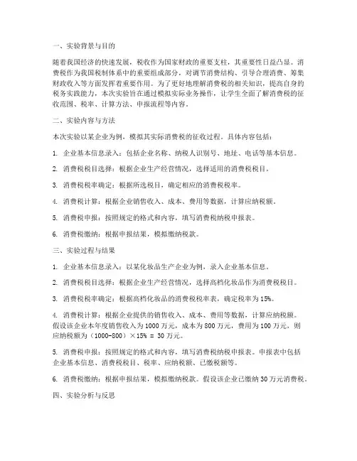 税法消费税实训实验报告
