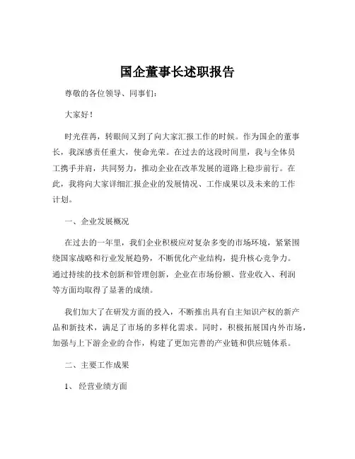 国企董事长述职报告