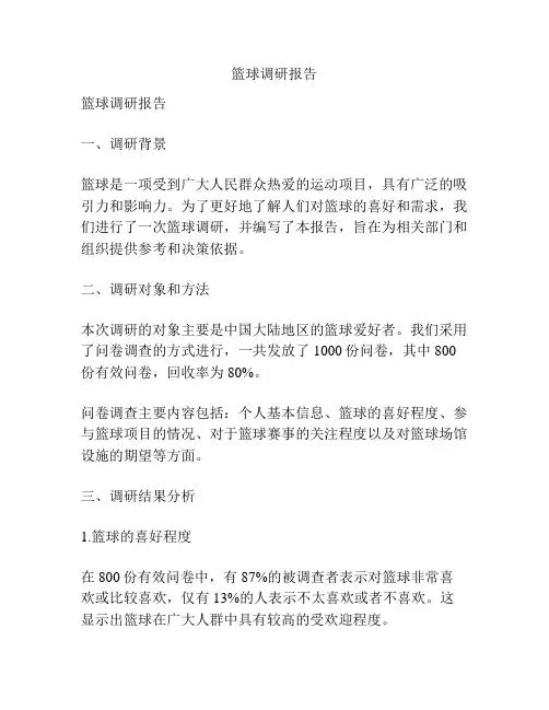 篮球调研报告