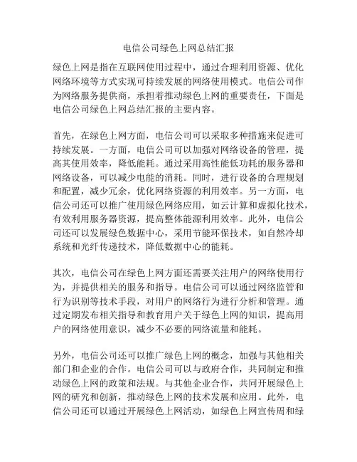 电信公司绿色上网总结汇报
