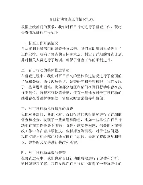 百日行动督查工作情况汇报