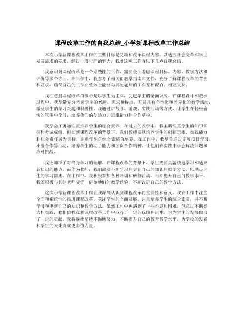 课程改革工作的自我总结_小学新课程改革工作总结