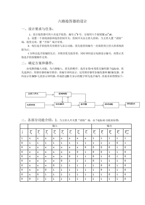 数字六路抢答器