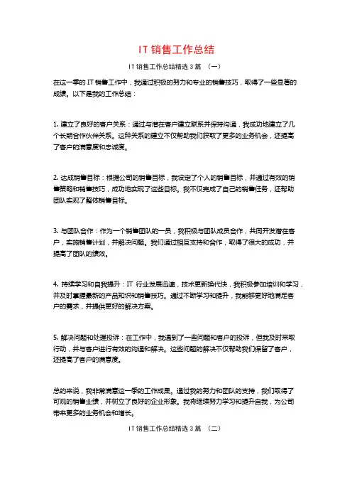 IT销售工作总结3篇