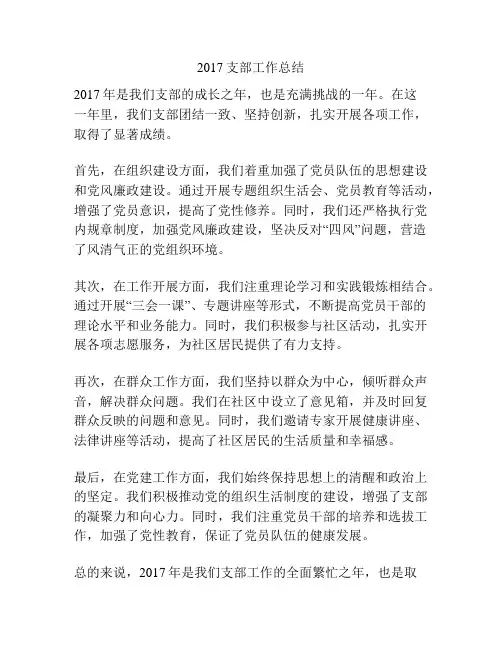 2017支部工作总结