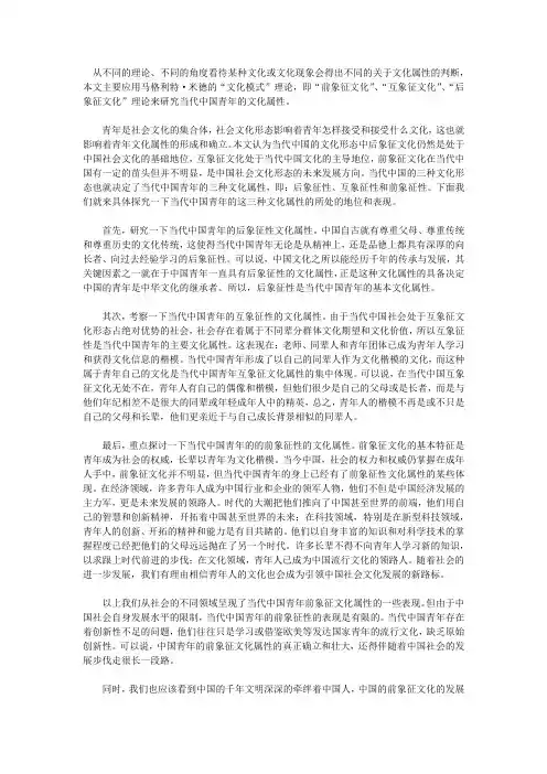 肖临骏：当代青年的文化属性初探