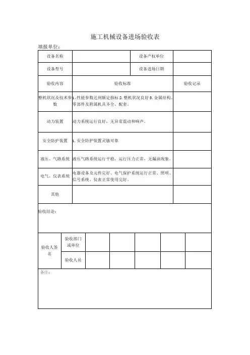 (完整word版)施工机械设备进场验收表