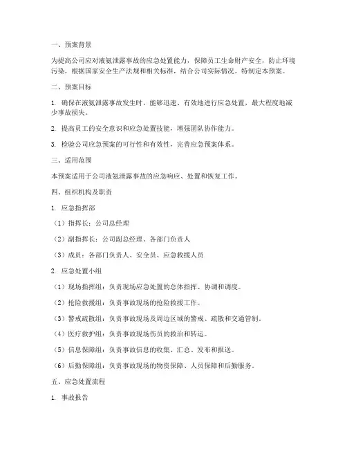 液氨泄露专项应急演练预案