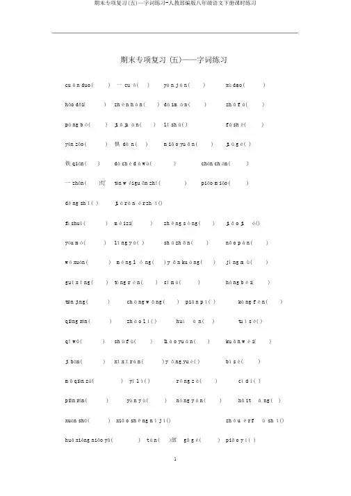 期末专项复习(五)—字词练习-人教部编版八年级语文下册课时练习