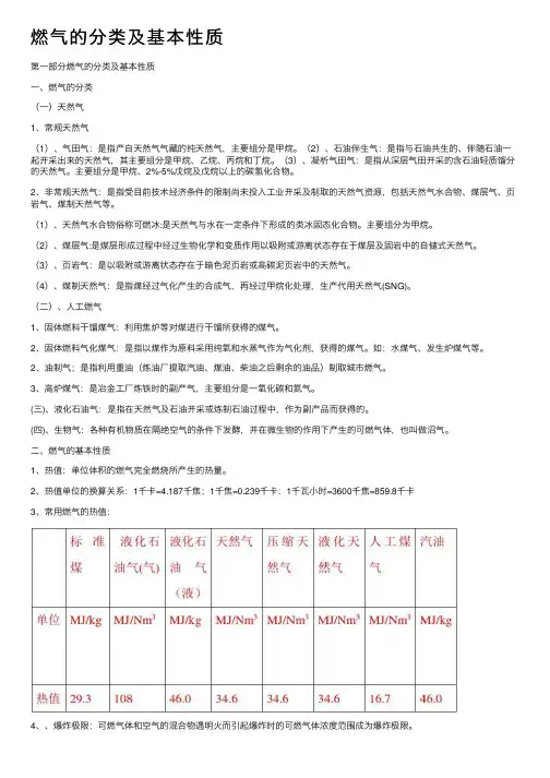 燃气的分类及基本性质